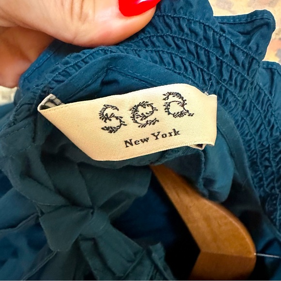 Sea NY Gaia Ruffled Tie Back Long Sleeve Backless Top Aegean Blue - Picture 9 of 15